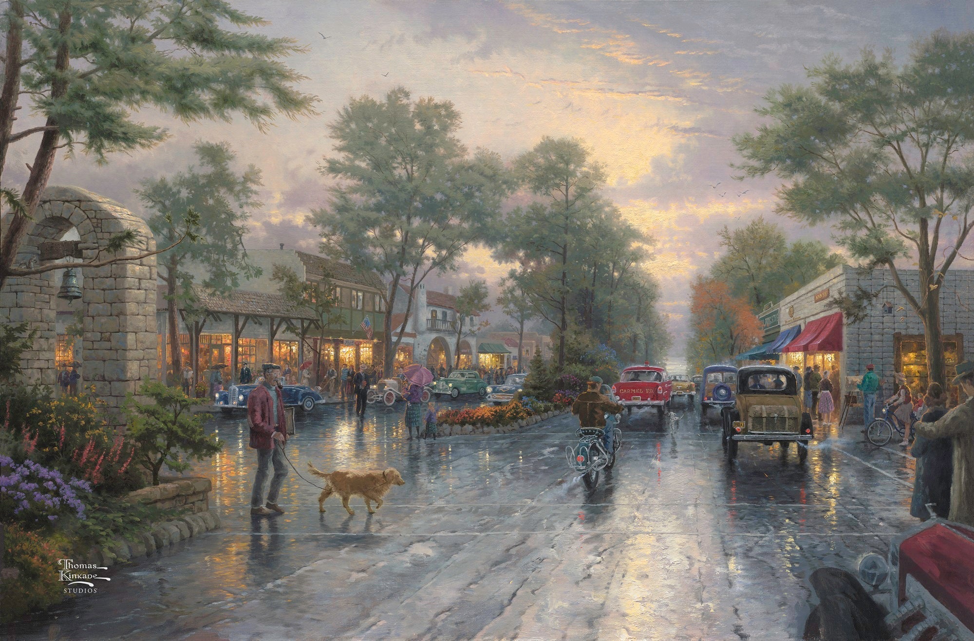 Carmel, Sunset on Ocean Avenue by Thomas Kinkade