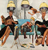 Cowboy Asleep In Beauty Salon. The Saturday  Evening Post cover by Kurt Ard Â© SEPS Licensed by Curtis Licensing